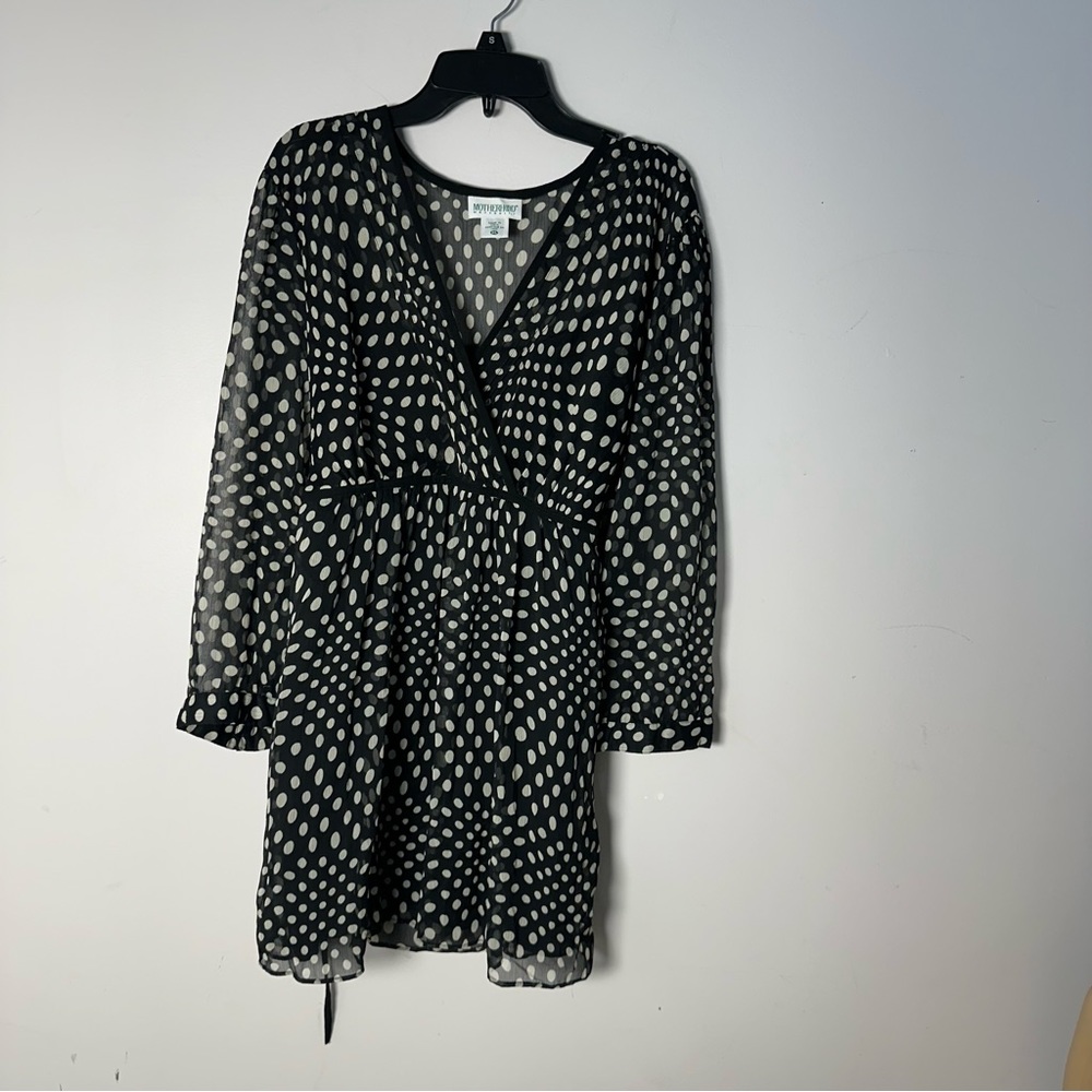 EUC Womens Motherhood Maternity XL Extra Large Long Sleeve Shirt Black Tan Top